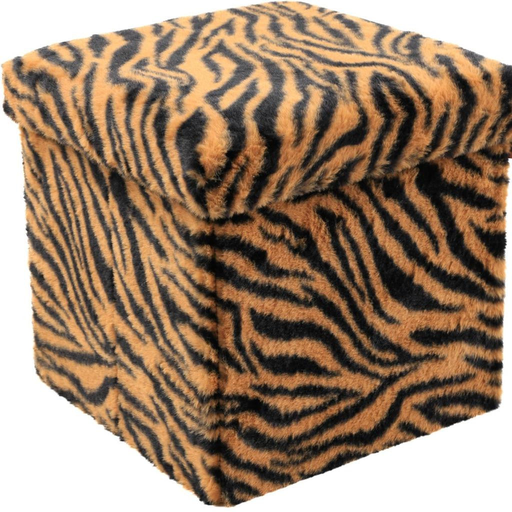 12" Plastic Animal Print Storage Ottoman