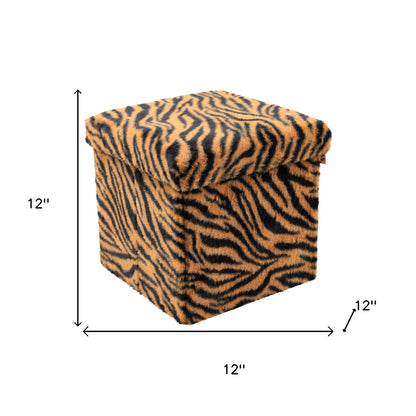 12" Plastic Animal Print Storage Ottoman