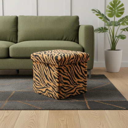 12" Plastic Animal Print Storage Ottoman