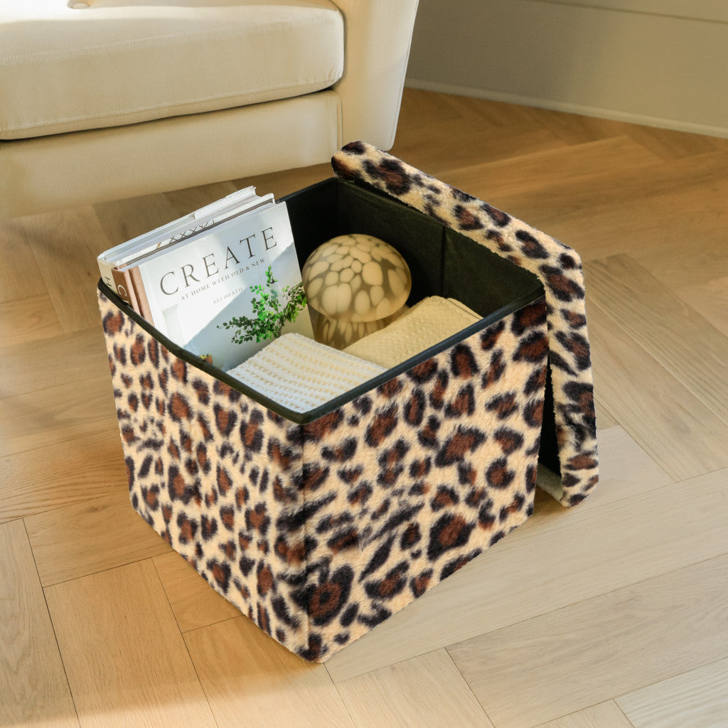 15" Plastic Animal Print Storage Ottoman
