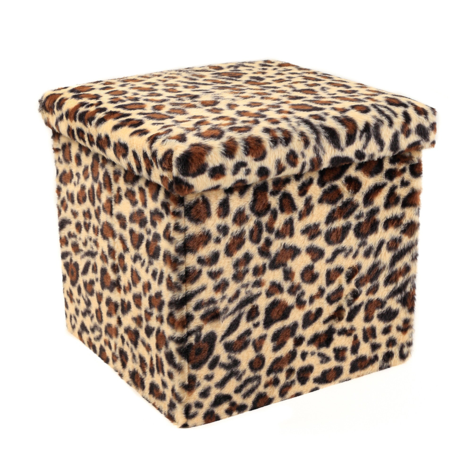15" Plastic Animal Print Storage Ottoman