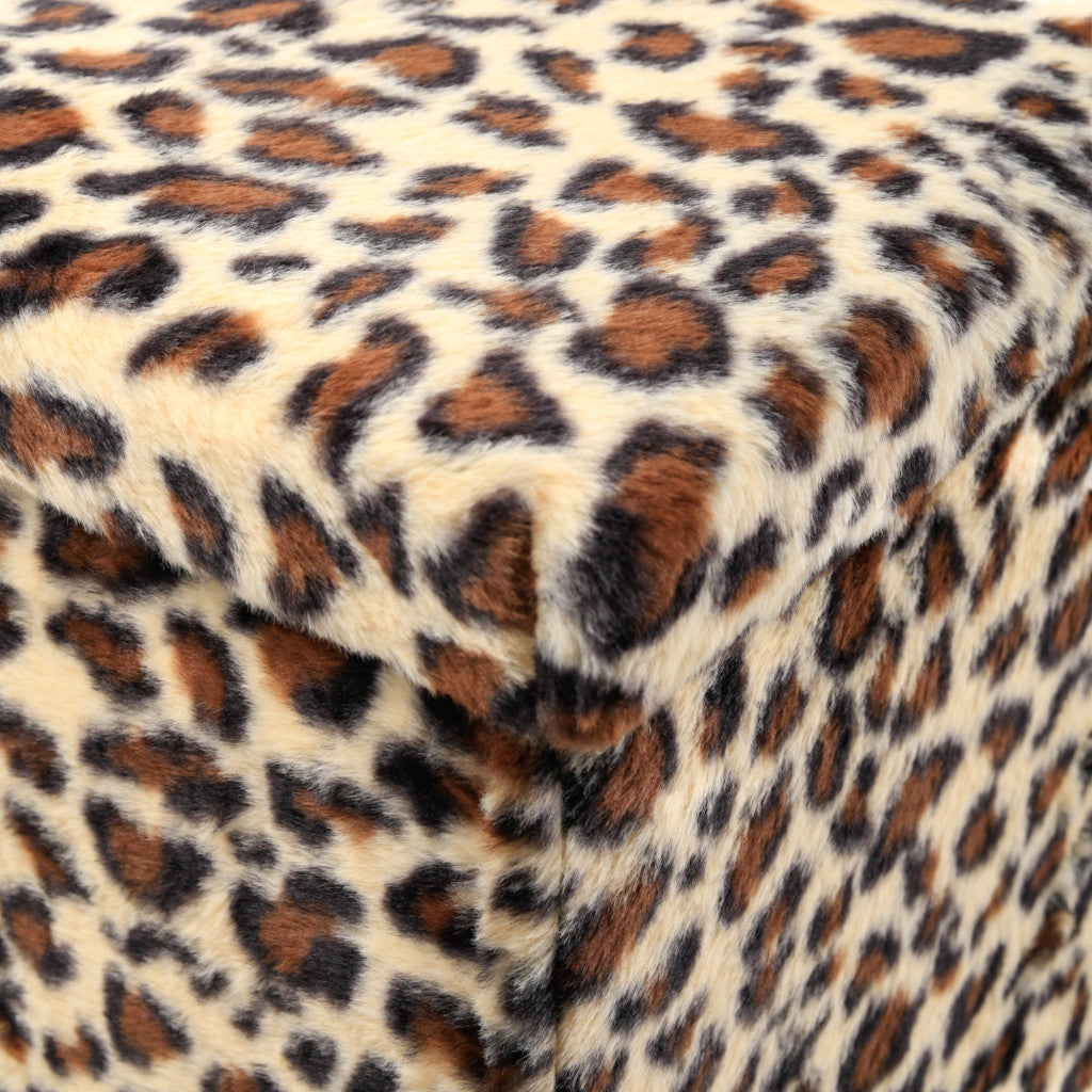 15" Plastic Animal Print Storage Ottoman