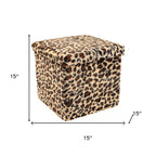 15" Plastic Animal Print Storage Ottoman