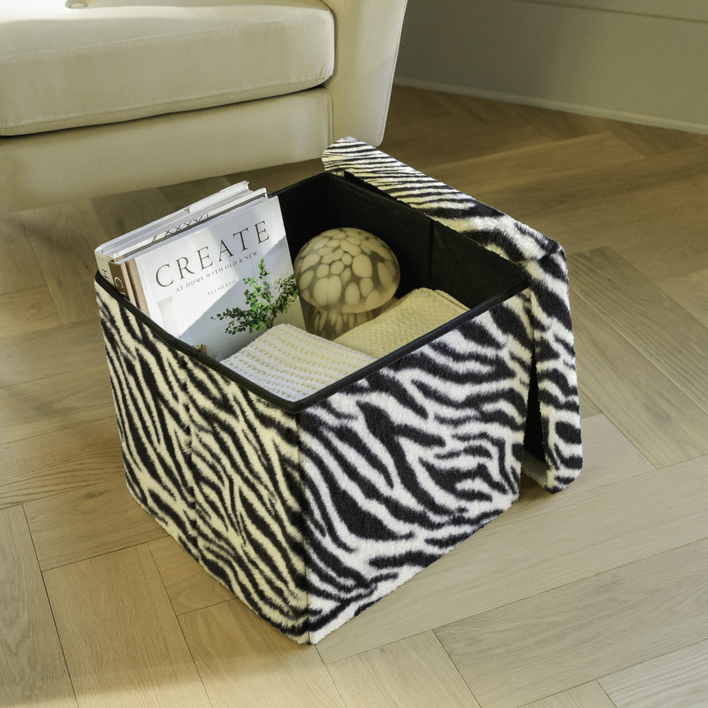 15" Plastic Animal Print Storage Ottoman