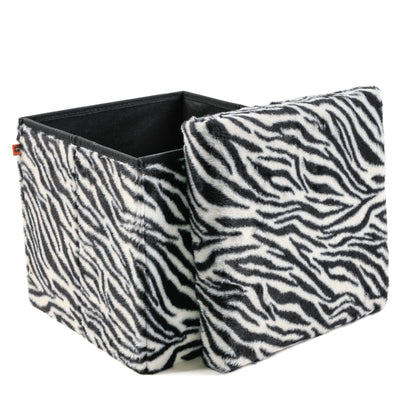 15" Plastic Animal Print Storage Ottoman