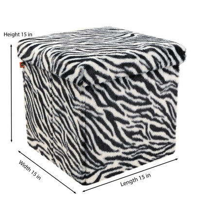 15" Plastic Animal Print Storage Ottoman