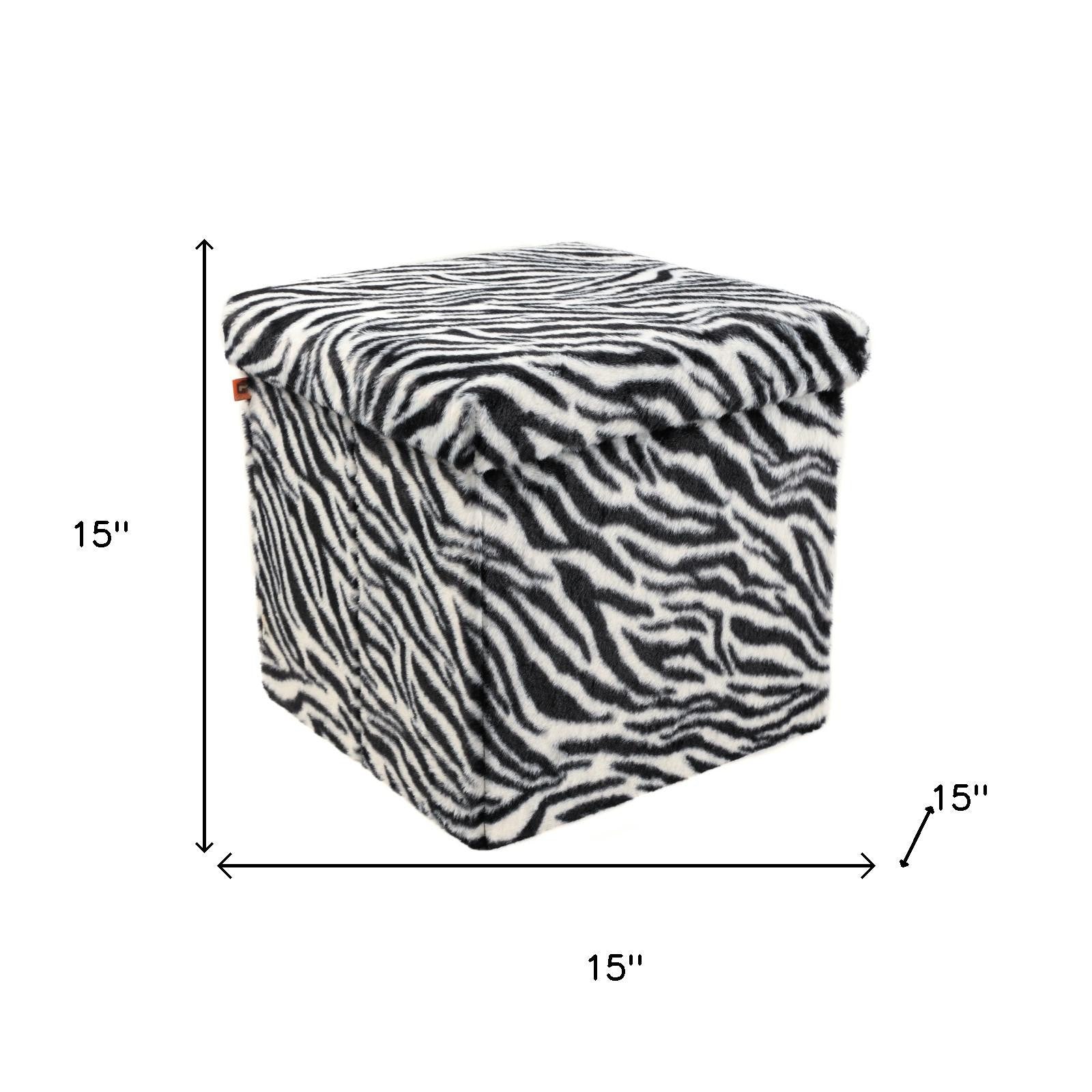 15" Plastic Animal Print Storage Ottoman