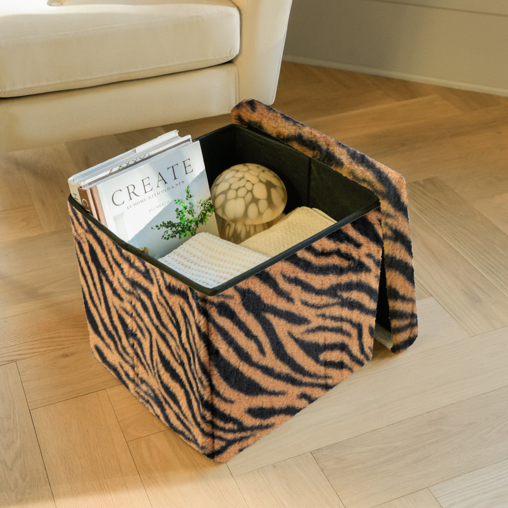 15" Plastic Animal Print Storage Ottoman