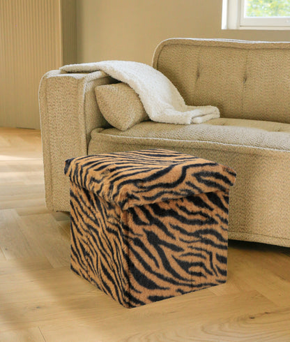 15" Plastic Animal Print Storage Ottoman