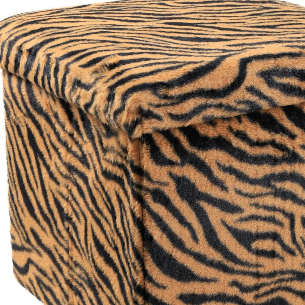 15" Plastic Animal Print Storage Ottoman