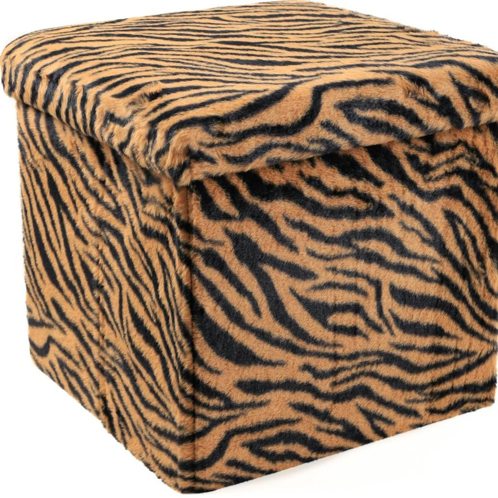 15" Plastic Animal Print Storage Ottoman