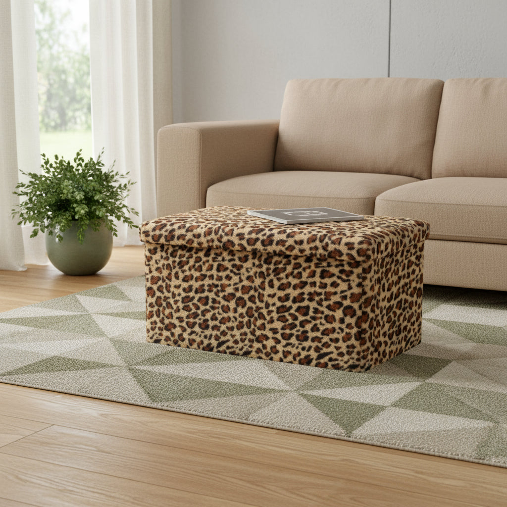30" Plastic Animal Print Storage Ottoman