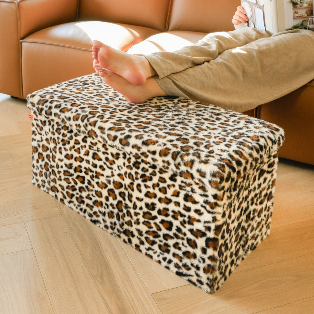 30" Plastic Animal Print Storage Ottoman