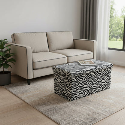 30" Plastic Animal Print Storage Ottoman