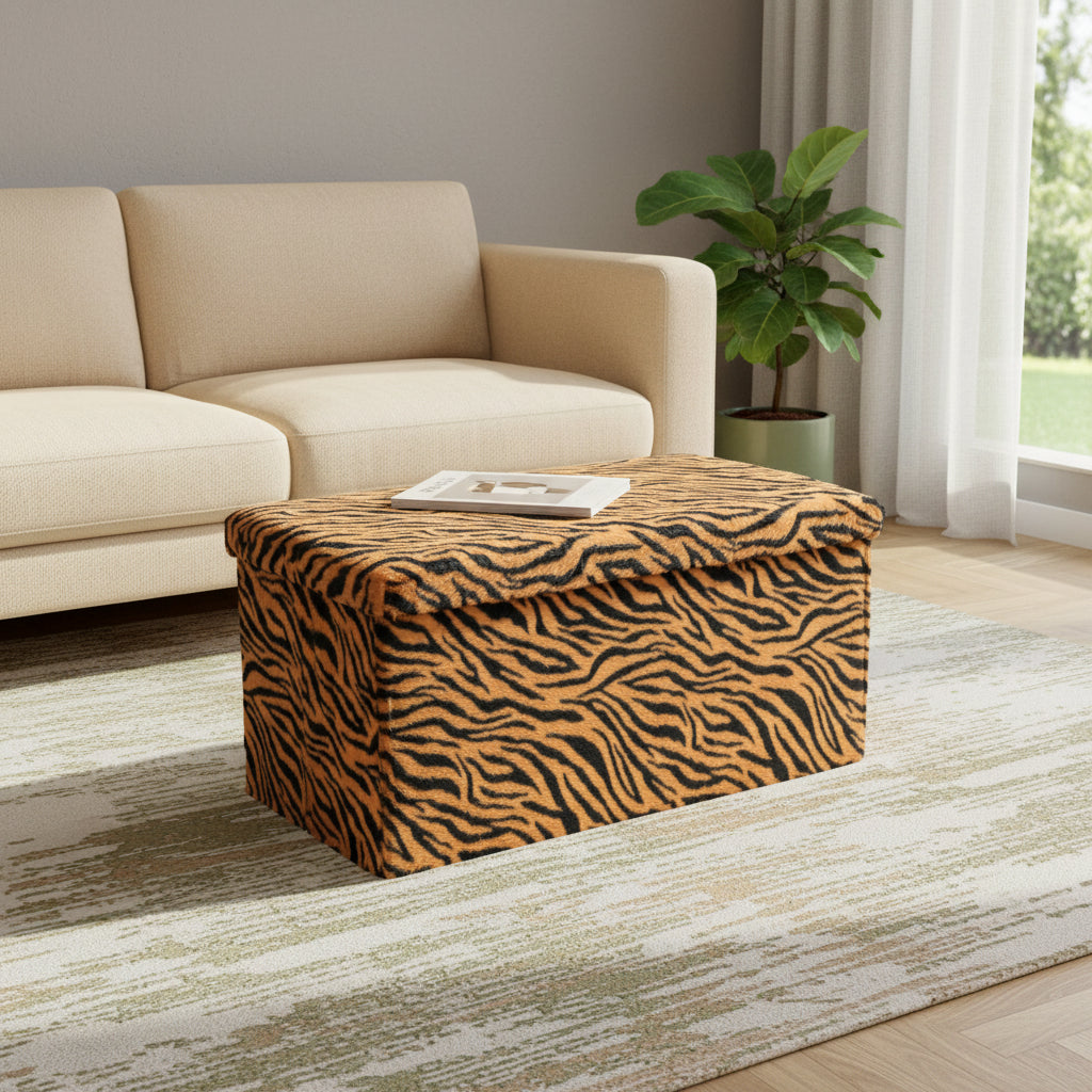 30" Plastic Animal Print Storage Ottoman