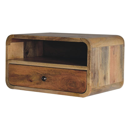 18" Brown Solid Wood One Drawer Floating Nightstand