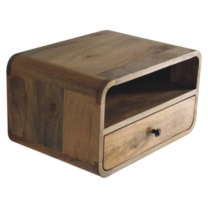 18" Brown Solid Wood One Drawer Floating Nightstand