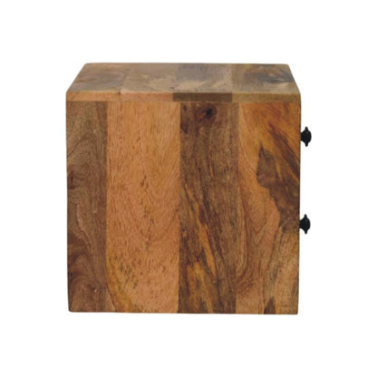 12" Brown Solid Wood Two Drawer Floating Nightstand