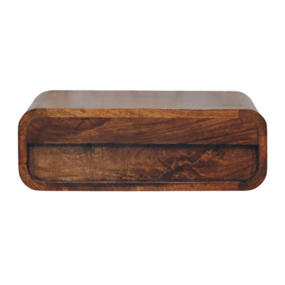 18" Chestnut Solid Wood Distressed One Drawer Floating Nightstand