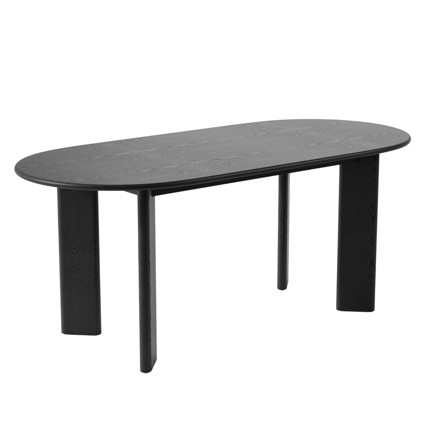 66" Black Solid Wood Oval Dining Table