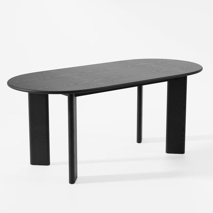 66" Black Solid Wood Oval Dining Table