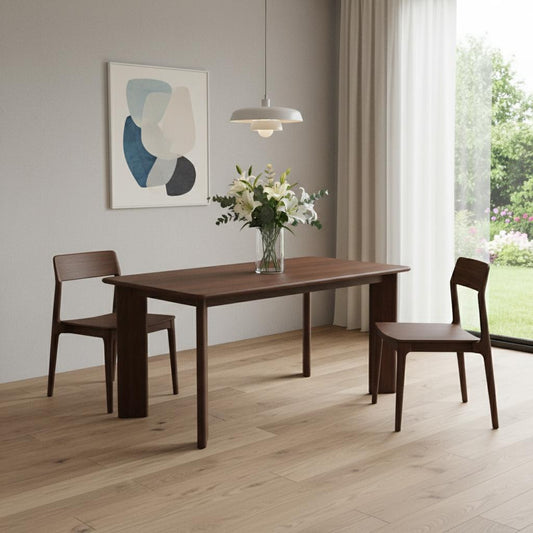 66" Brown Solid Wood Dining Table