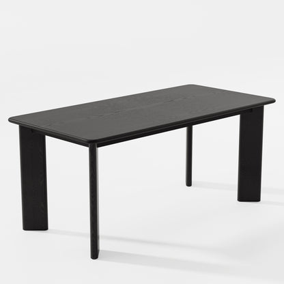 66" Black Solid Wood Dining Table