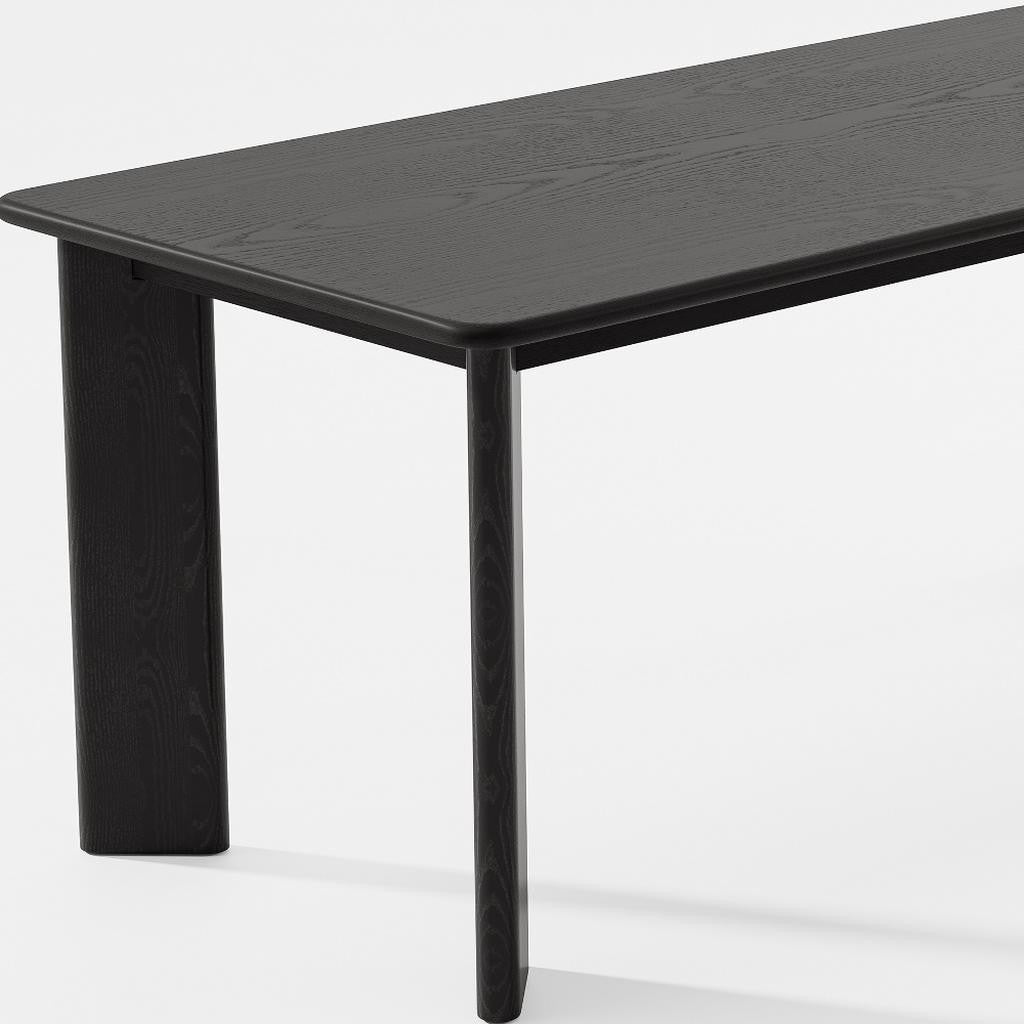 66" Black Solid Wood Dining Table