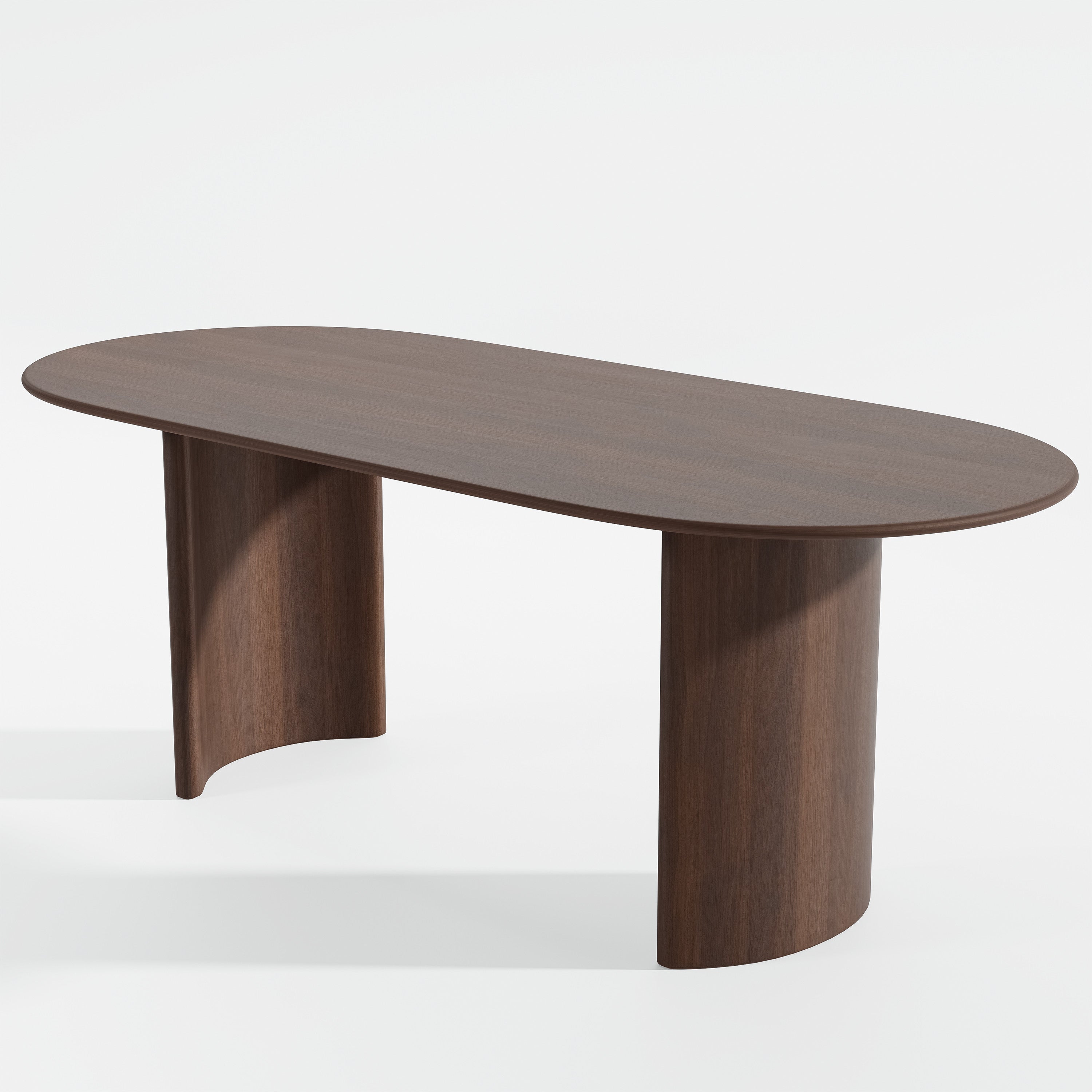 66" Brown Solid Wood Double Pedestal Base Oval Dining Table