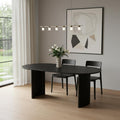 66" Black Solid Wood Double Pedestal Base Oval Dining Table