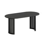 66" Black Solid Wood Double Pedestal Base Oval Dining Table
