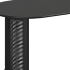 66" Black Solid Wood Double Pedestal Base Oval Dining Table