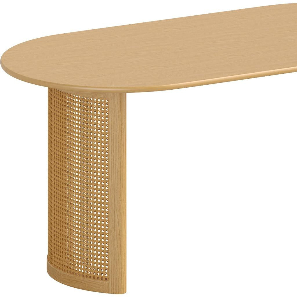 66" Natural Solid Wood Double Pedestal Base Oval Dining Table