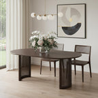 78" Brown Solid Wood Double Pedestal Base Oval Dining Table