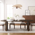 78" Brown Solid Wood Double Pedestal Base Oval Dining Table