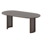 78" Brown Solid Wood Double Pedestal Base Oval Dining Table