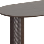 66" Brown Solid Wood Double Pedestal Base Oval Dining Table