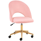 Pink Baby Pink and Gold Adjustable Height Swivel Rolling Office Chair