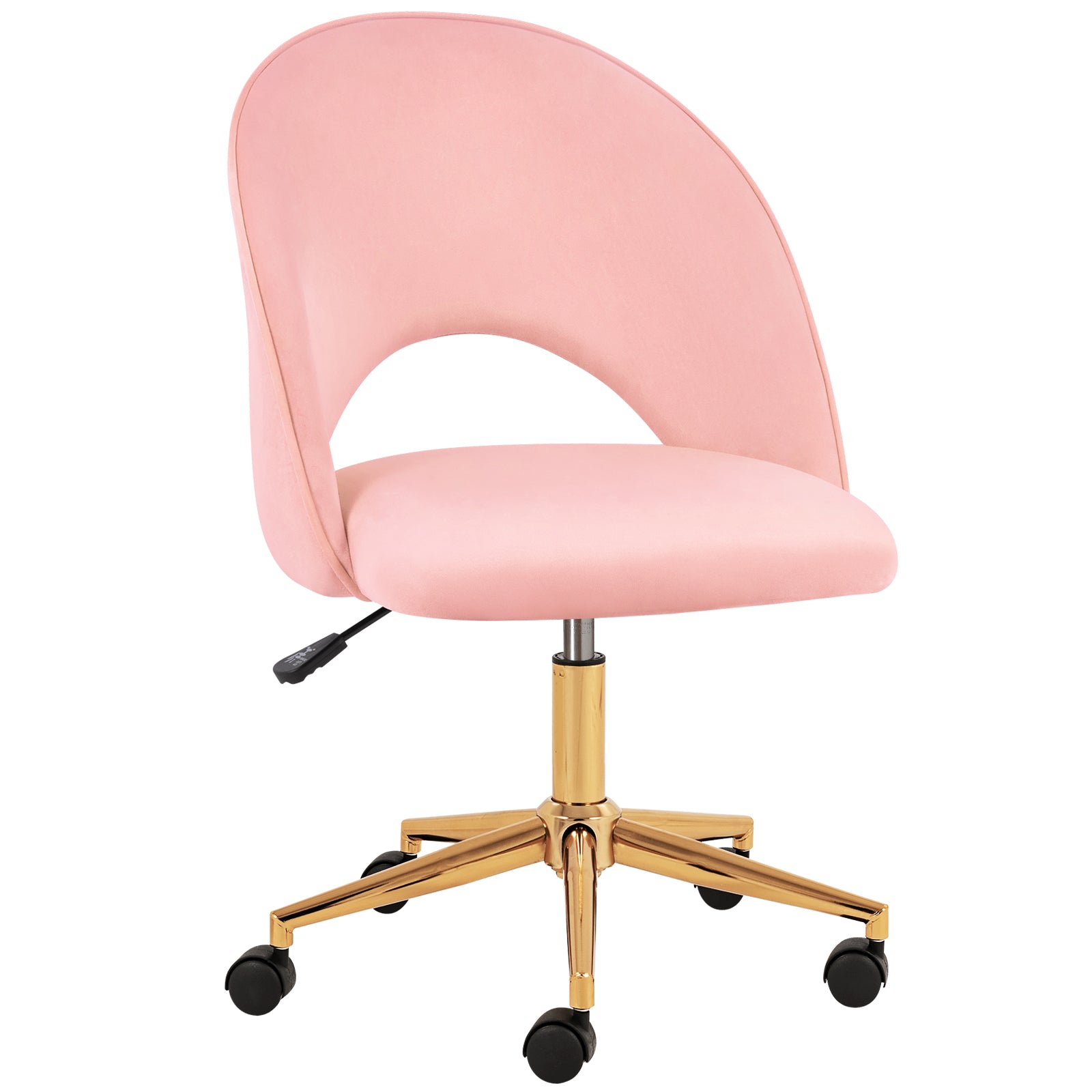 Pink Baby Pink and Gold Adjustable Height Swivel Rolling Office Chair