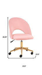 Pink Baby Pink and Gold Adjustable Height Swivel Rolling Office Chair
