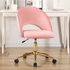 Pink Baby Pink and Gold Adjustable Height Swivel Rolling Office Chair
