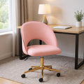 Pink Baby Pink and Gold Adjustable Height Swivel Rolling Office Chair