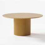 60" Natural Wood Pedestal Base Round Top Dining Table