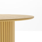 60" Natural Wood Pedestal Base Round Top Dining Table