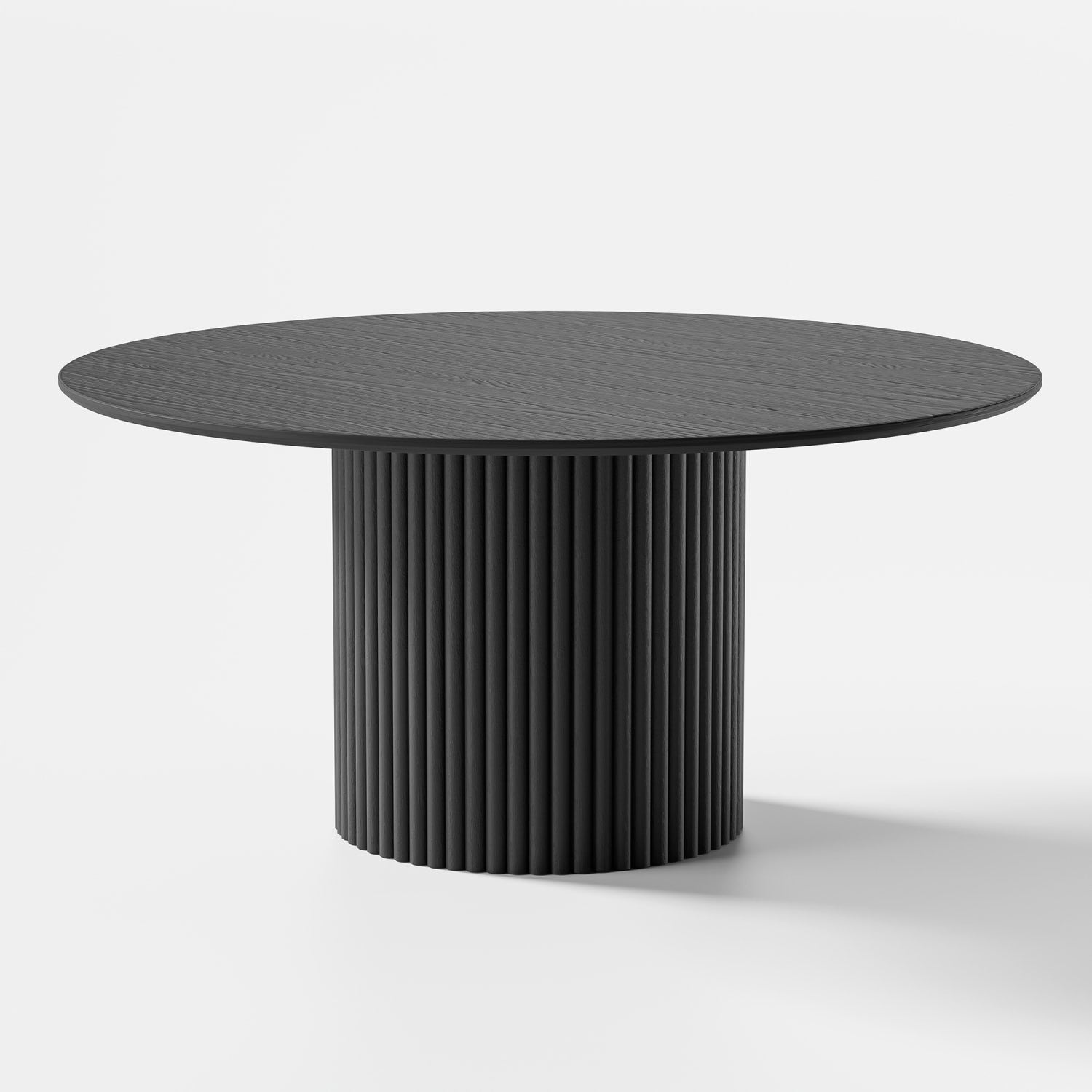 60" Black Wood Pedestal Base Round Top Dining Table