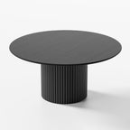 60" Black Wood Pedestal Base Round Top Dining Table