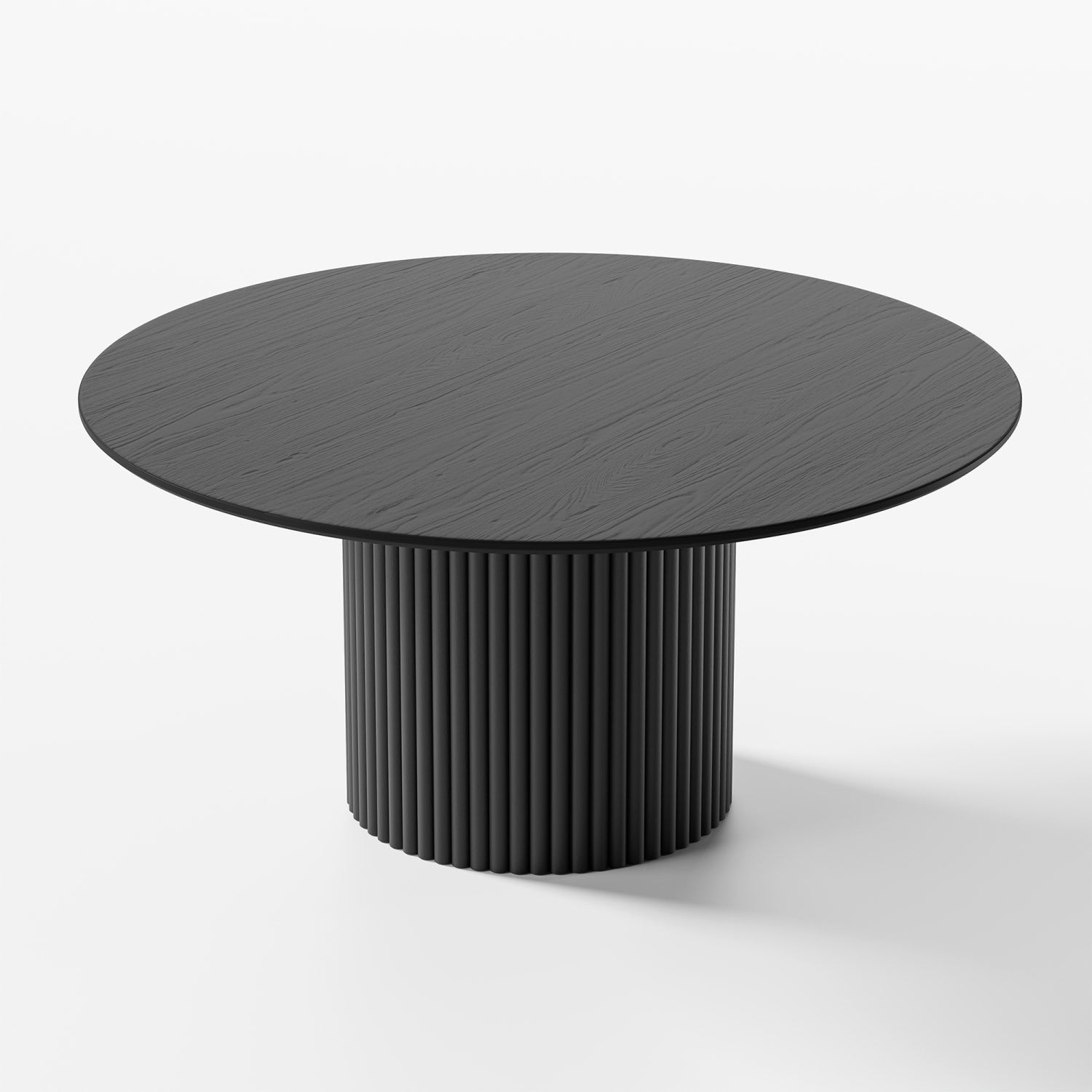 60" Black Wood Pedestal Base Round Top Dining Table