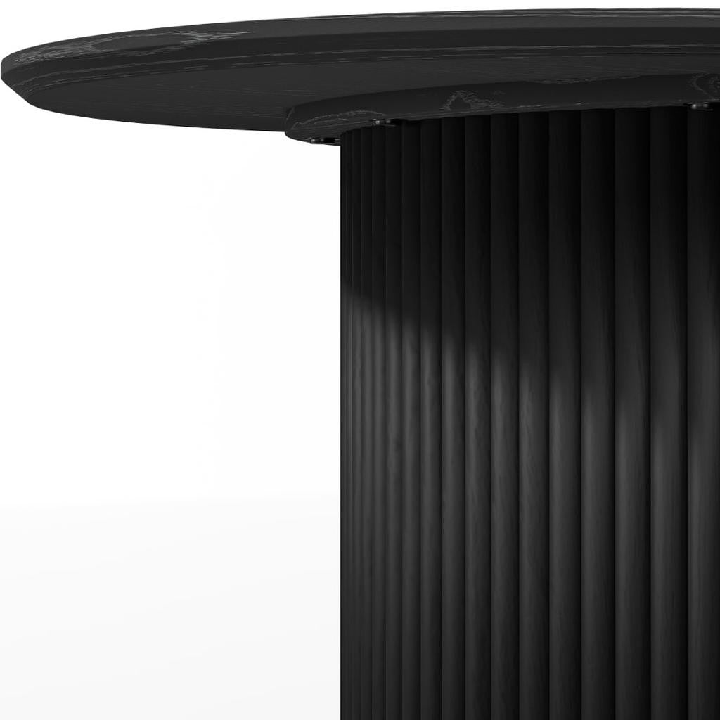 67" Black Wood Double Pedestal Base Oval Dining Table