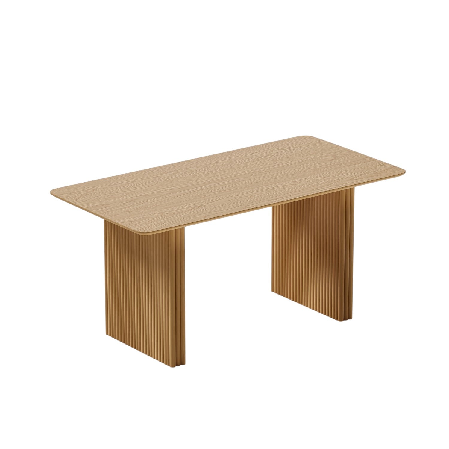 67" Natural Wood Double Pedestal Base Dining Table