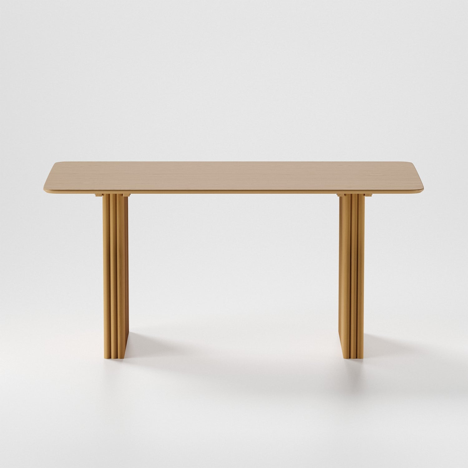 67" Natural Wood Double Pedestal Base Dining Table